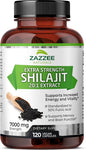 Zazzee 100% Pure Organic Himalayan Shilajit 20:1 Extract, 7000 mg 50% Fulvic 120 Servings 20X Potency,