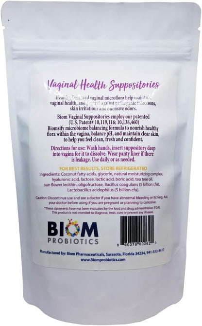 Biom Probiotics Prebiotics Boric acid Suppositories . Feminine Health Probiotic for Infections & pH Essentials VEGAN,PARABEN-FREE (10)