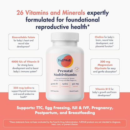 Prenatal Vitamin Lemon + DHA 3 Fish 26+ Vital 3rd Party 30 Servings