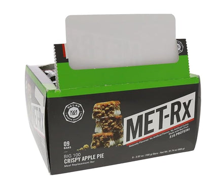 MET-Rx Big 100 Colossal Protein Bars, Crispy Apple Pie Meal Replacement Bars, 9 Count