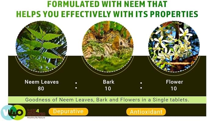 Neem Triple Complex (80:10:10) - 300 Tablets, 150 Serving, 1000 Mg 2)