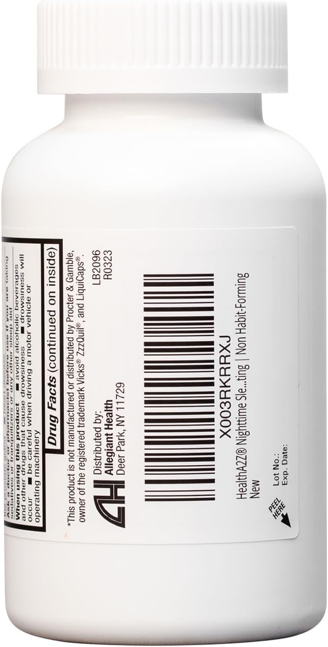HealthA2Z Sleep Aid, Diphenhydramine HCl 25mg (250 Softgels)