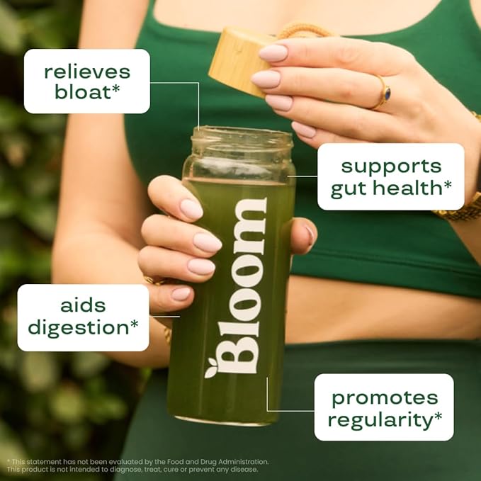 Bloom Nutrition Superfood Greens Powder, Digestive Enzymes with Probiotics and Prebiotics, Gut Health, Bloating Relief for Women, Chlorella, Green Juice Mix with Beet Root Powder, 60 SVG, Coconut