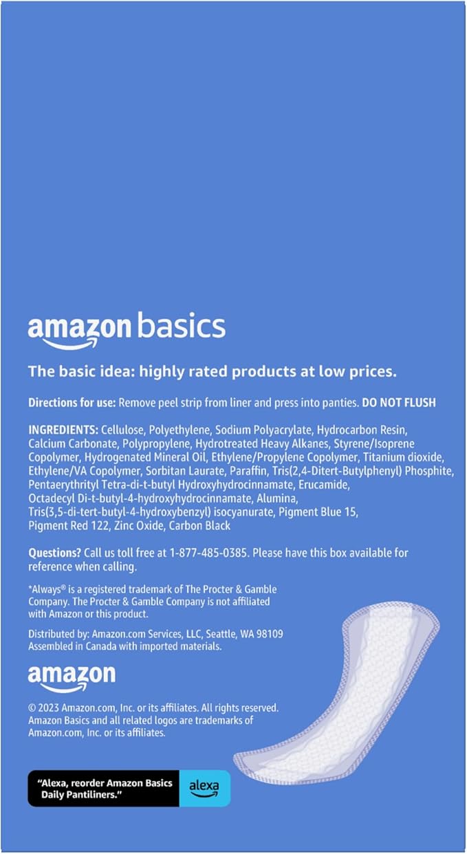Amazon Basics Daily Pantiliner, Long Length, 120 Count (3 Packs 40) (Previously