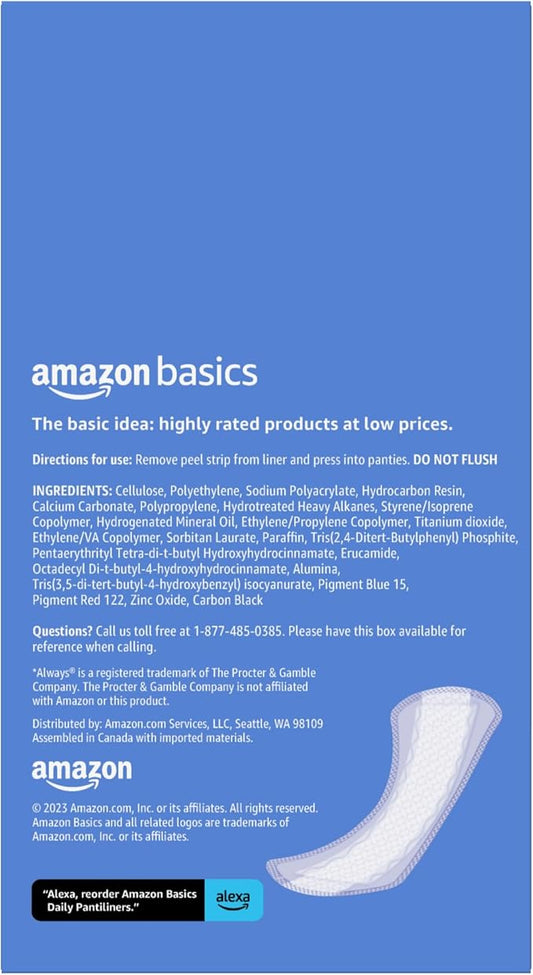 Amazon Basics Daily Pantiliner, Long Length, 40 Count, 1 Pack