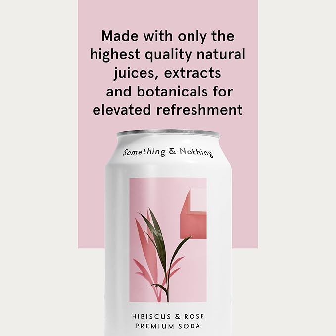 Something & Nothing Flavoured Sparkling Water - Lightly Carbonated, Full Flavoured with Added Grape & Lemon Juice | Vegan & Low Calorie Soda | 350ml Cans, Pack of 12 (Hibiscus & Rose)