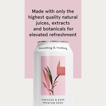 Something & Nothing Flavoured Sparkling Water - Lightly Carbonated, Full Flavoured with Added Grape & Lemon Juice | Vegan & Low Calorie Soda | 350ml Cans, Pack of 12 (Hibiscus & Rose)