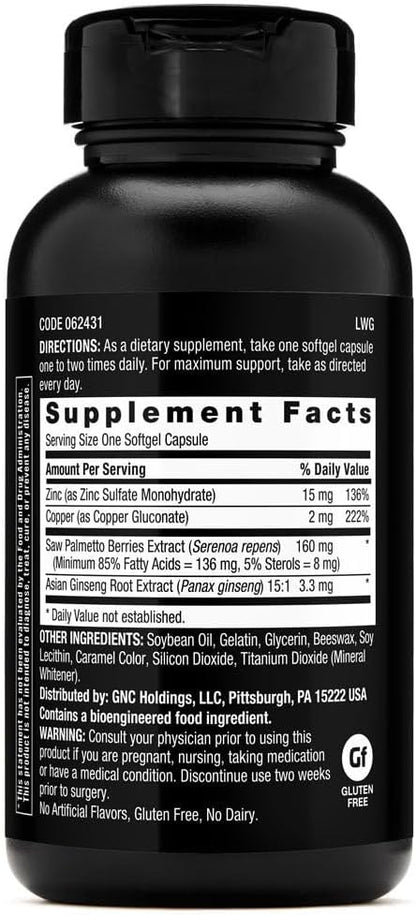 GNC Men's Ultra Saw Palmetto Formula, 120 Softgels, Supports Normal Prostate Function