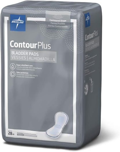 Medline ContourPlus Bladder Control Incontinence Pads, 5.5" x 10.5", 28 28 Count