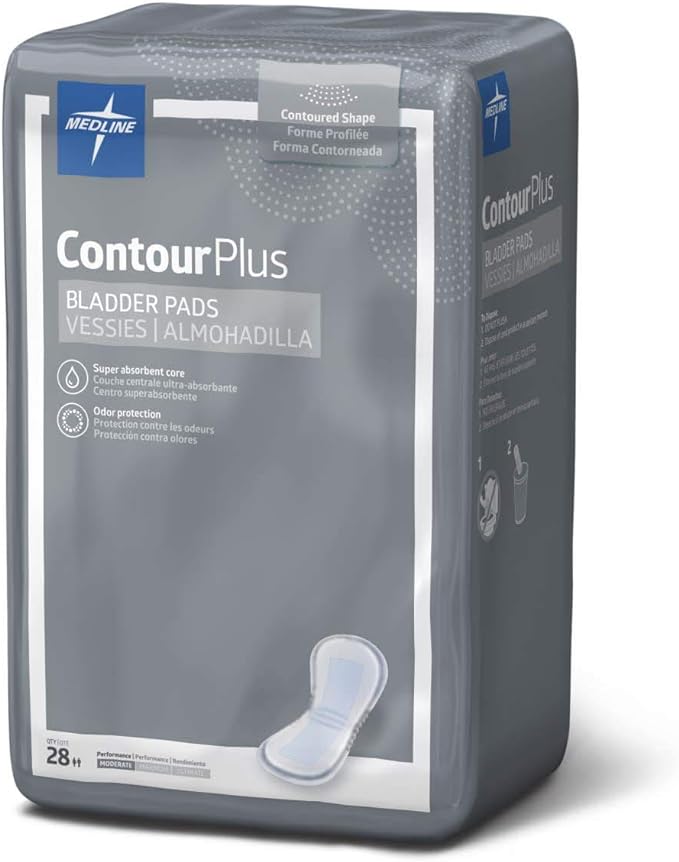 Medline ContourPlus Bladder Control Incontinence Pads, 5.5" x 10.5", 28 28 Count 2)