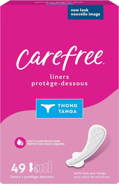 Carefree Panty Liners for Women, Thong 49ct | 49ct (Packaging