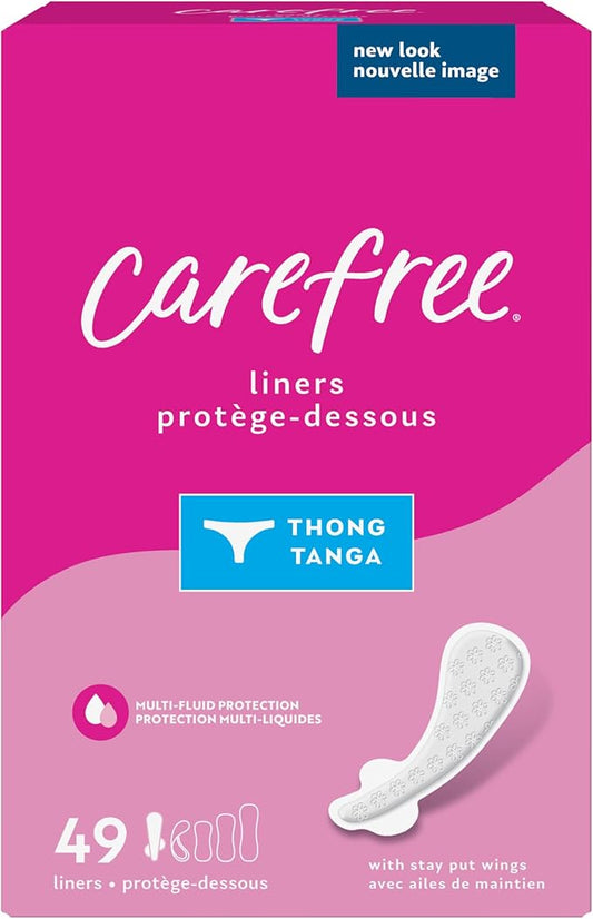 Carefree Panty Liners for Women, Thong 49ct | 49ct (Packaging