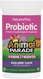 Natures Plus Animal Parade Probiotic, Mixed Berry - 30 Chewables - Children’s Digestion Supplement - Supports Gut Health & Immune Function - Vegan, Gluten Free - 30 Servings