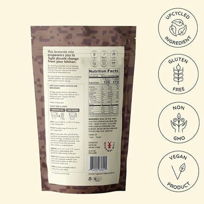 Renewal Mill Dark Chocolate Brownie Mix 18 oz, Gluten-Free, Vegan, Non-GMO, Upcycled Ingredients I Easy to Make in One Bowl, Only Requires Oil and Water, Kid-Friendly | Packaging May Vary