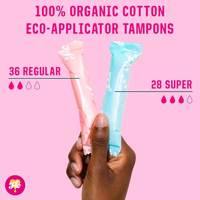 FLO Applicator Tampons, Made from Organic 64 Count (36 reg, 28 sup)