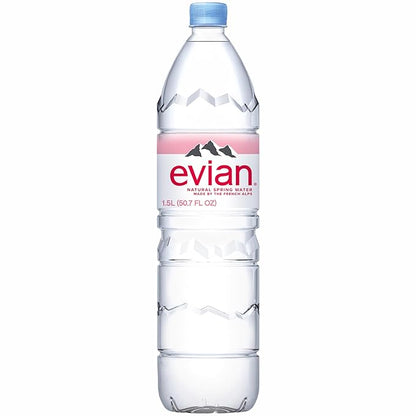 Evian Natural Spring Water, 1.5 L bottle (Pack of 12)