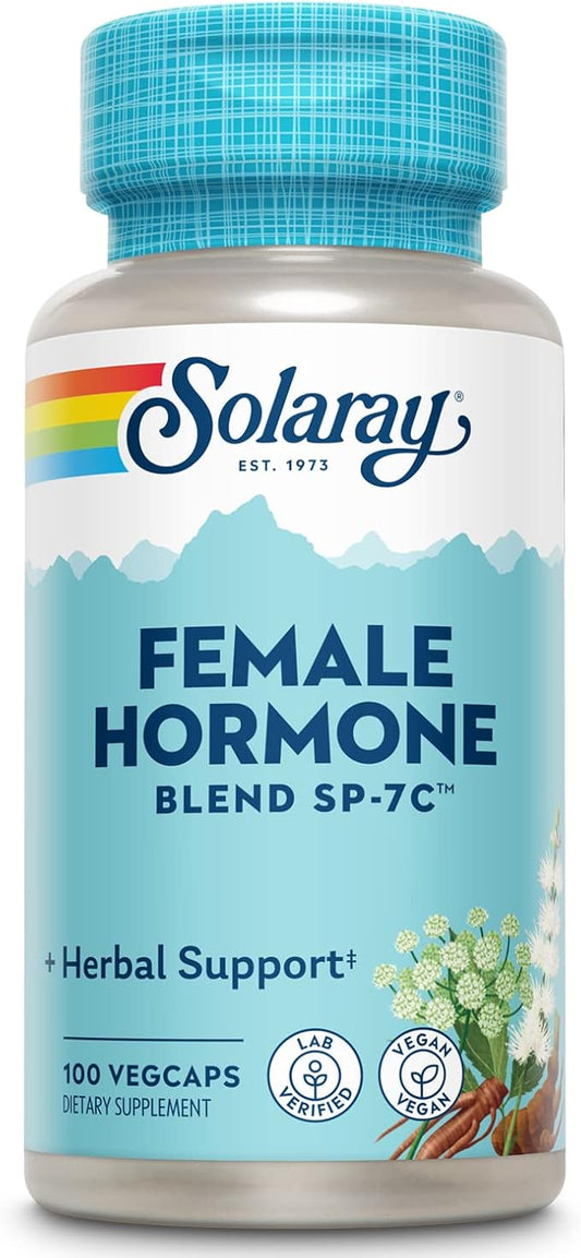 Solaray Female Hormone Blend SP-7C | W/Black Cohosh, Dong Quai, Passion Flower, Wild Yam & More | 100 VegCaps, 50 Serv.