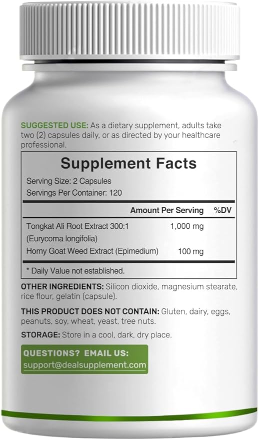 Tongkat Ali Extract 300:1 with Horny 1,100mg, 240* 240* Capsules