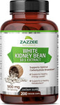 Zazzee White Kidney Bean 10:1 Extract, 18,000 mg 200 Vegan 2 Month 10X Extract, 100% Vegetarian,
