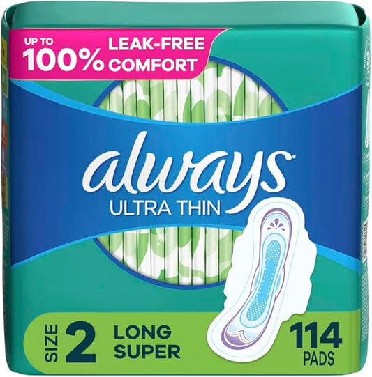 Always Ultra Thin Daytime Pads 2, Long 114 Count
