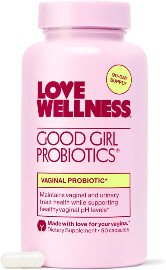 Love Wellness Good Girl Probiotics | Women's Vaginal Health Supplement | Vaginal Probiotics for Women pH Balance & Urinary Tract Health | Support Vaginal Odor & Flora | 90 Count