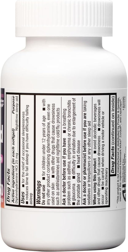 HealthA2Z Sleep Aid, Diphenhydramine HCl 25mg (250 Softgels)