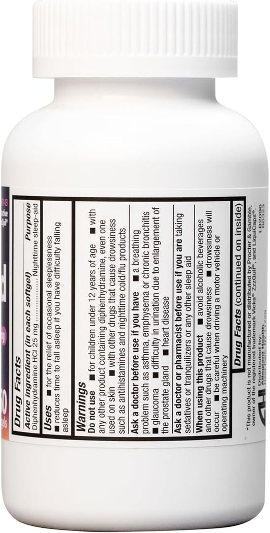 HealthA2Z Sleep Aid, Diphenhydramine HCl 25mg (250 Softgels)