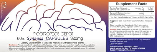 Nootropics Depot Synapsa Bacopa Monnieri Capsules 320mg | 60 Count
