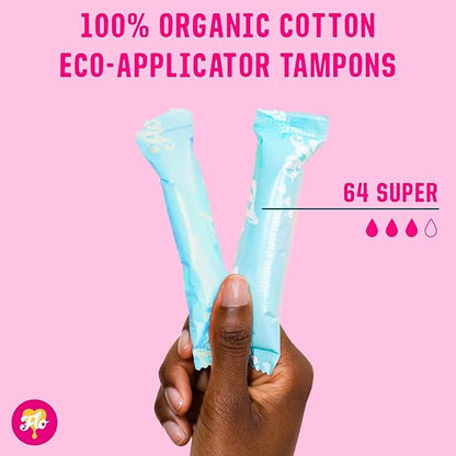 FLO Organic Cotton Applicator Tampon Mega (64 Super
