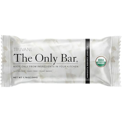 Truvani Plant Based Snack Bars | Coconut Cashew 1 Pack | 5g Protein | USDA Organic and Vegan | The Only Bar | Dairy, Soy, and Gluten Free | Individually Wrapped