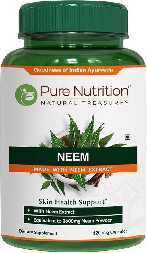 Pure Nutrition Neem Capsules 700mg. (Equivalent 2600mg Neem 120 Days