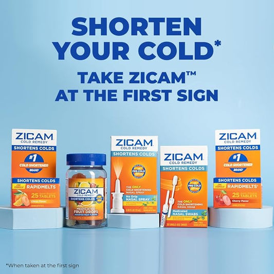 Zicam Cold Remedy Zinc Rapidmelts, Cherry Flavor, Homeopathic, Cold Shortening Medicine, Shortens Cold Duration, 25 Count