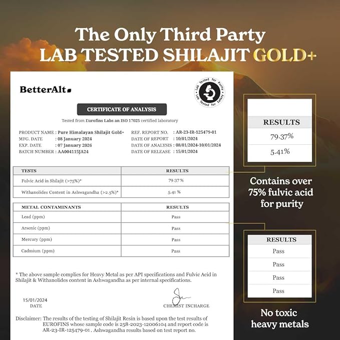 Pure Himalayan Shilajit Gold+ (Pack of 2) 60 60 gm| 16,000 ft -600mg