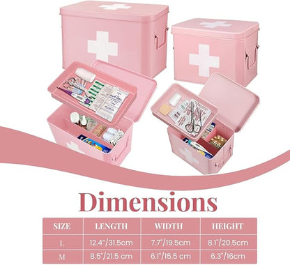 Flexzion First Aid Box Organizer Empty 13" Pink