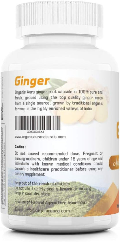Organic Aura Ginger Capsules. Made