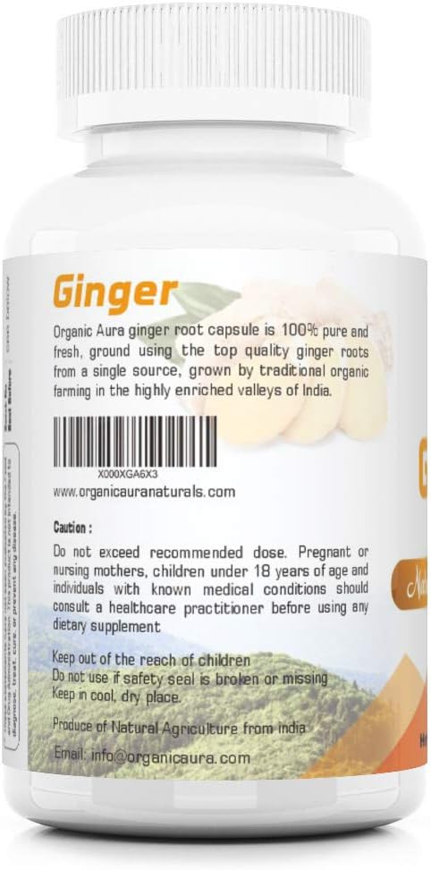 Organic Aura Ginger Capsules. Made