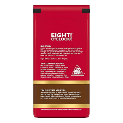 Eight O'Clock Coffee 100% Colombian Peaks & Arabica, 11 Ounce (Pack of 6) Medium Roast Ground Coffee, Rich & Winey
