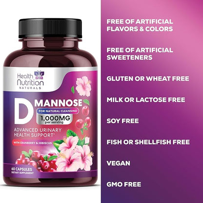 D-Mannose & Cranberry Extract 1350mg Advanced 60 Capsules