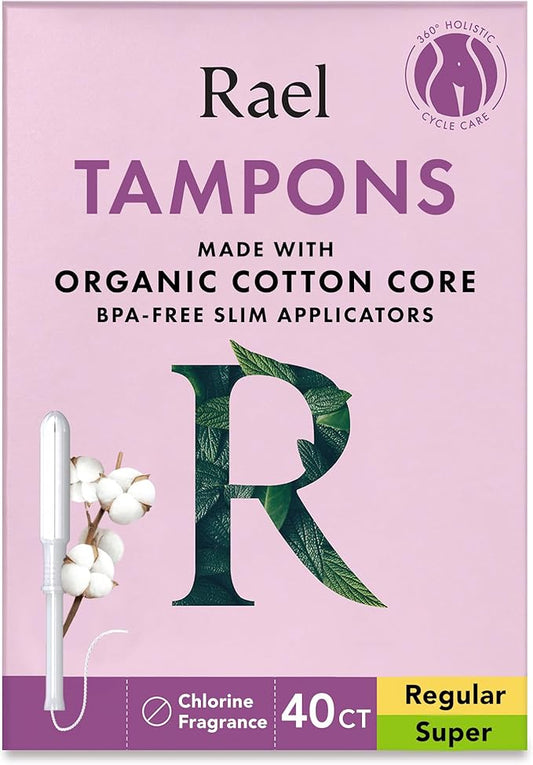 Rael Tampons, Slim Applicator Made (40 Count,