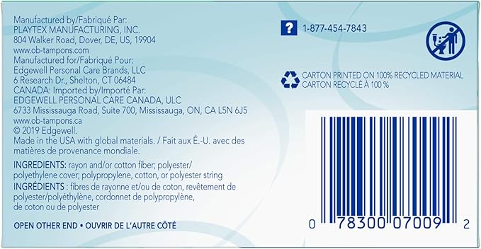 o.b. Tampons | Non-Applicator Tampon, Unscented 40ct