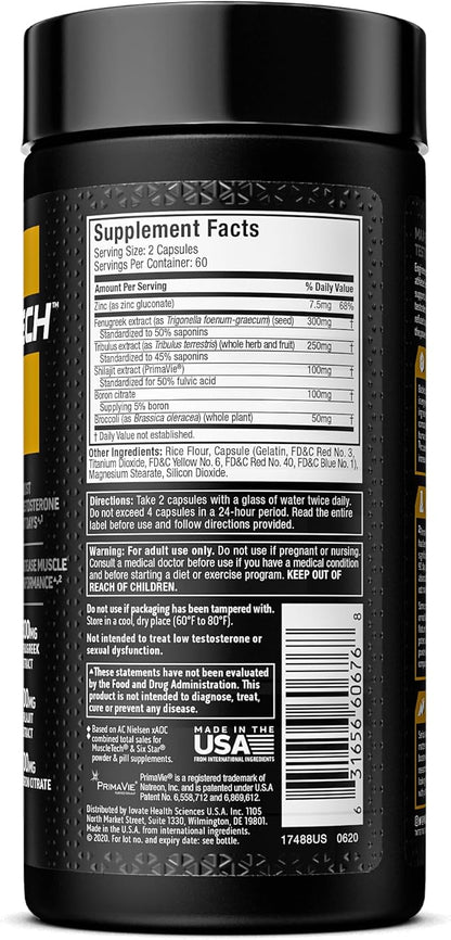 Testosterone Booster for Men, MuscleTech AlphaTest, 120 Pills