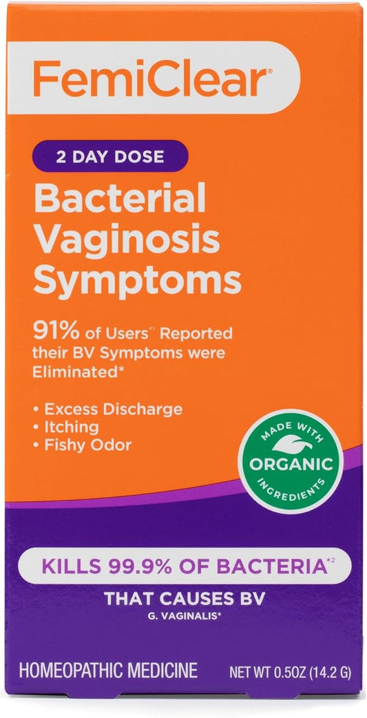 FemiClear (BV Symptoms - Vaginal Ointment for Fishy Odor, Excess Discharge, Itching & Discomfort Due to Bacterial Vaginosis, All-Natural and Organic Ingredients, 2-Day Dose