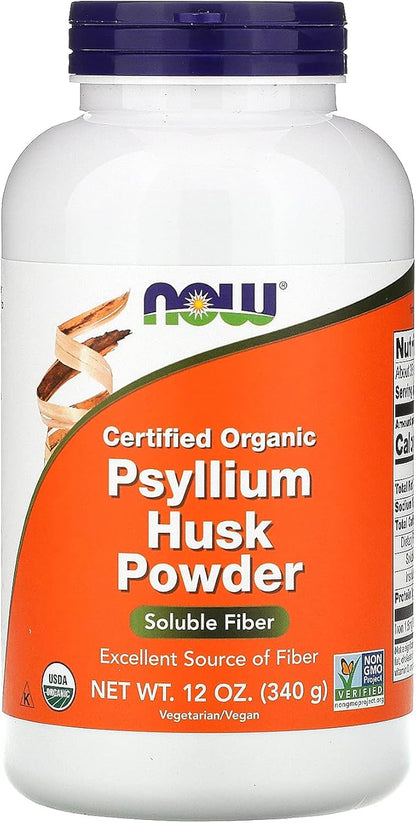 NOW Supplements, Psyllium Husk Powder, Certified 12-Ounce