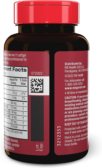 MegaRed Antarctic Krill Oil 500mg Omega 3 Fatty (90cnt box),