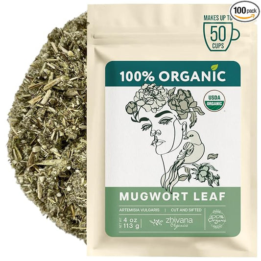 Mugwort Herb Organic Loose Leaf (4oz.) – Artemisia Organic - Artemisa Hierba Seca Organica - Dried Mugwart - Leaves for Tea and Smoking