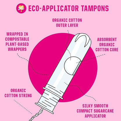 FLO Organic Cotton Applicator Tampon Mega (32 Regular