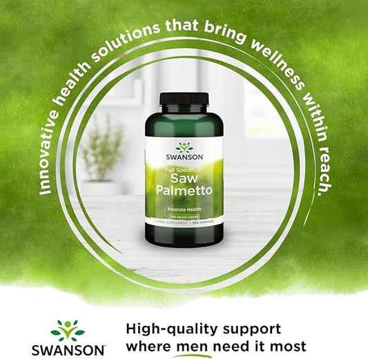 Swanson Saw Palmetto - Herbal Supplement Promoting Male Prostate Health Support - Natural Hair Supplement & Urinary Health Support (540 mg 250 Capsules) 2 Pack