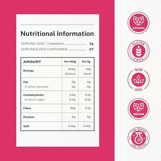 SLIMITUM Organic Inulin Powder (Agave) - 01 Pack Inulin Prebiotic Fiber for Colon and Gut Health, Premium Quality, Intestinal Support - 400g