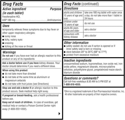 Ohm Fexofenadine Antihistamine Indoor Outdoor Allergy 150Tablets -