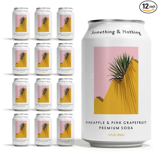 Something & Nothing Flavoured Sparkling Water - Lightly Carbonated, Full Flavoured with Grape & Lemon Juice | Vegan & Low Calorie Sparkling Water | 355ml Cans, Pack of 12 (Pineapple & Pink Grapefruit)